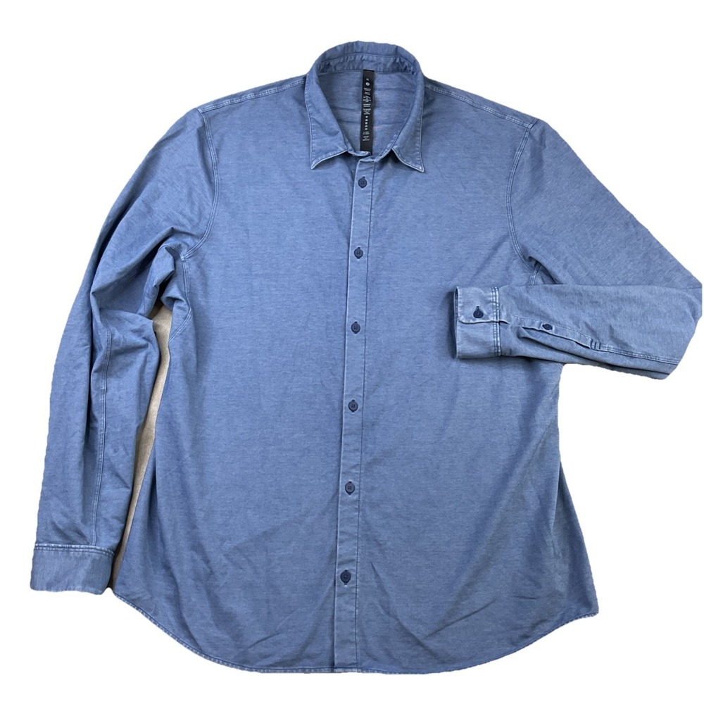 Lululemon Commission Long Sleeve Button‎ Down Shirt Mens XL Washed Blue LM3DJOS - Picture 7 of 7